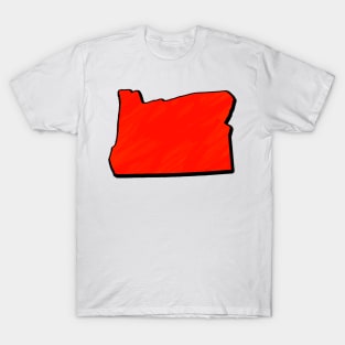 Bright Red Oregon Outline T-Shirt